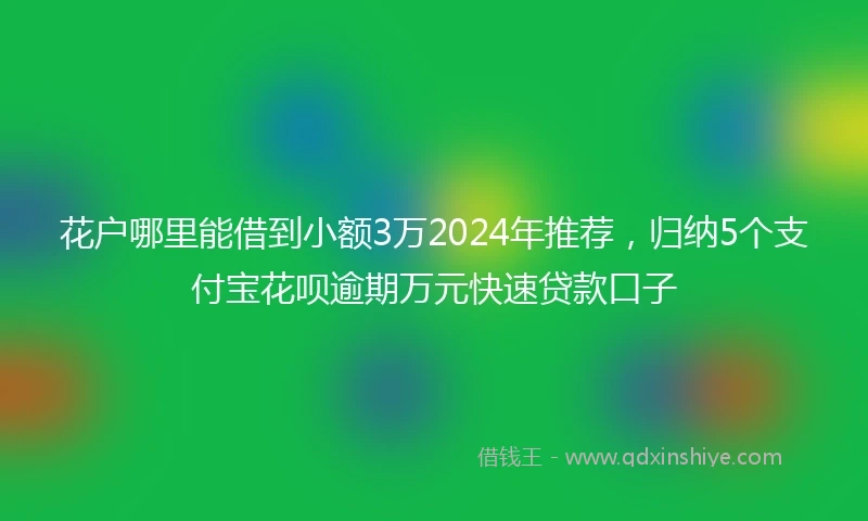 花户哪里能借到小额3万2024年推荐，归纳5个支付宝花呗逾期万元快速贷款口子