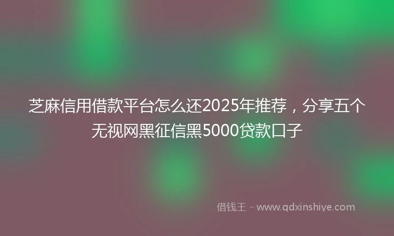 芝麻信用借款平台怎么还2025年推荐，分享五个无视网黑征信黑5000贷款口子