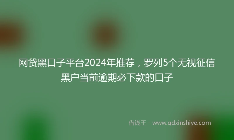 网贷黑口子平台2024年推荐，罗列5个无视征信黑户当前逾期必下款的口子