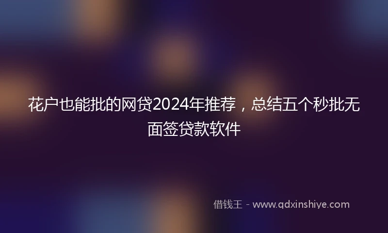 花户也能批的网贷2024年推荐，总结五个秒批无面签贷款软件