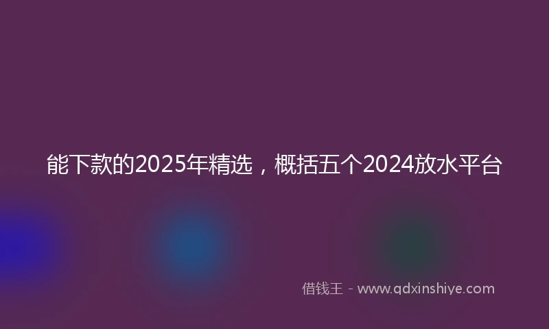 能下款的2025年精选，概括五个2024放水平台