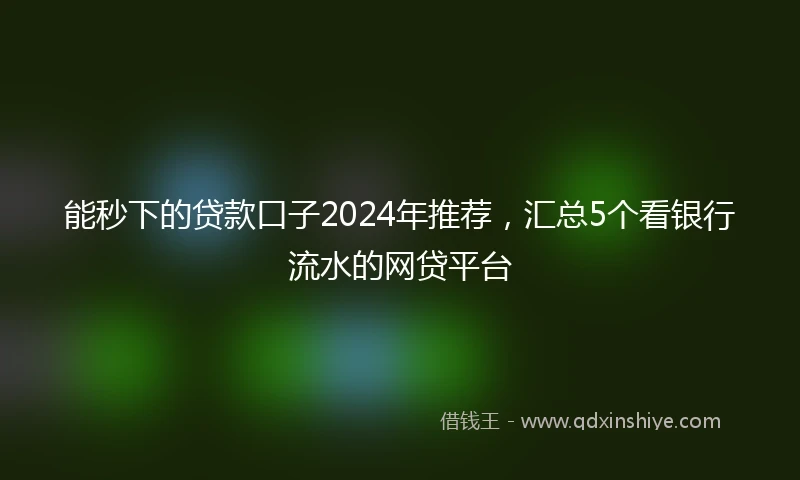能秒下的贷款口子2024年推荐，汇总5个看银行流水的网贷平台