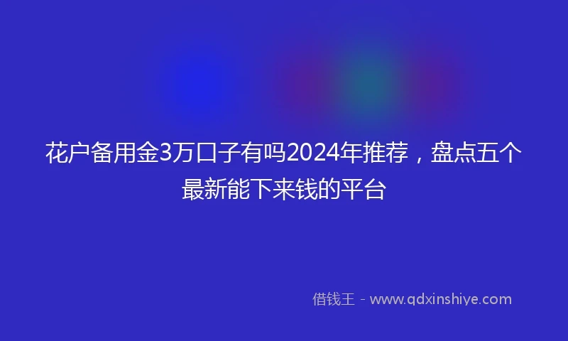 花户备用金3万口子有吗2024年推荐，盘点五个最新能下来钱的平台