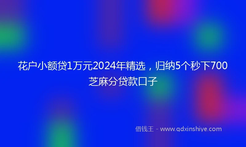 花户小额贷1万元2024年精选，归纳5个秒下700芝麻分贷款口子