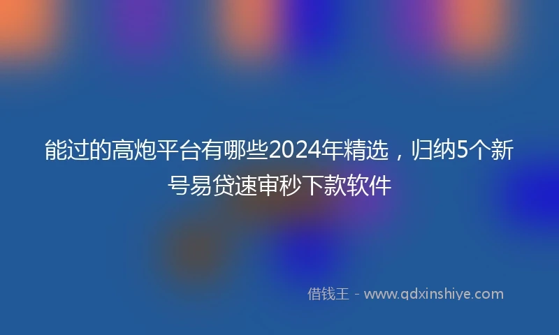 能过的高炮平台有哪些2024年精选，归纳5个新号易贷速审秒下款软件
