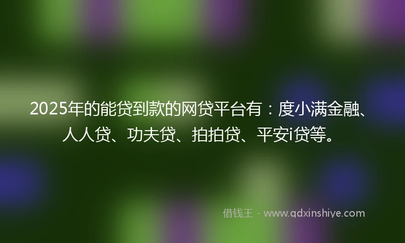 2025年的能贷到款的网贷平台有：度小满金融、人人贷、功夫贷、拍拍贷、平安i贷等。