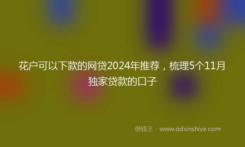 花户可以下款的网贷2024年推荐，梳理5个11月独家贷款的口子