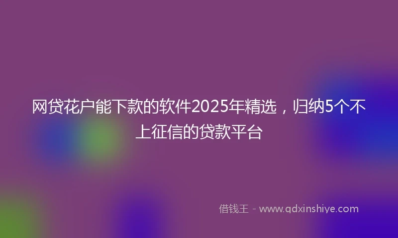 网贷花户能下款的软件2025年精选，归纳5个不上征信的贷款平台