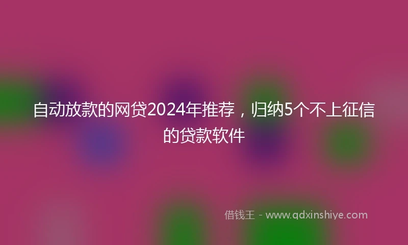 自动放款的网贷2024年推荐,归纳5个不上征信的贷款软件