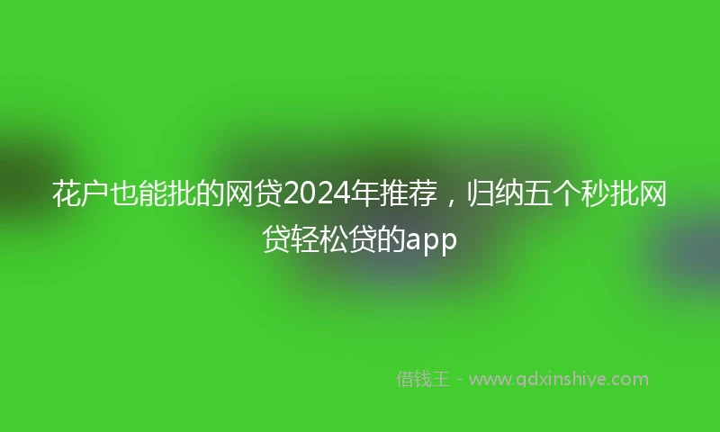 花户也能批的网贷2024年推荐，归纳五个秒批网贷轻松贷的app
