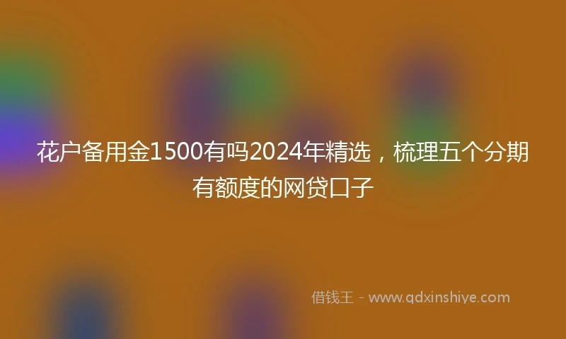 花户备用金1500有吗2024年精选，梳理五个分期有额度的网贷口子