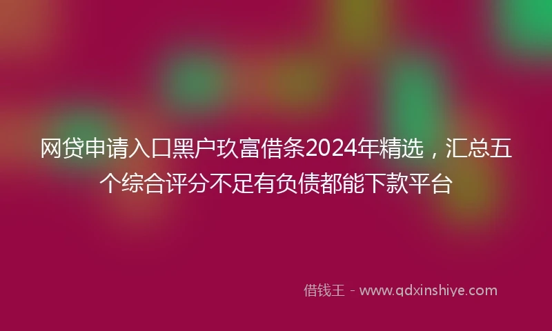 网贷申请入口黑户玖富借条2024年精选，汇总五个综合评分不足有负债都能下款平台