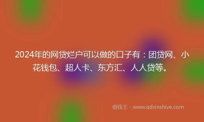 2024年的网贷烂户可以做的口子有：团贷网、小花钱包、超人卡、东方汇、人人贷等。