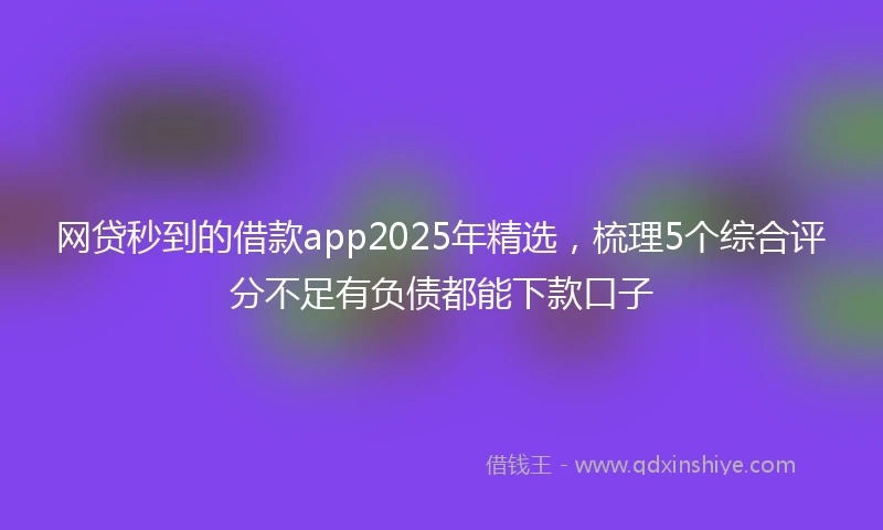 网贷秒到的借款app2025年精选，梳理5个综合评分不足有负债都能下款口子