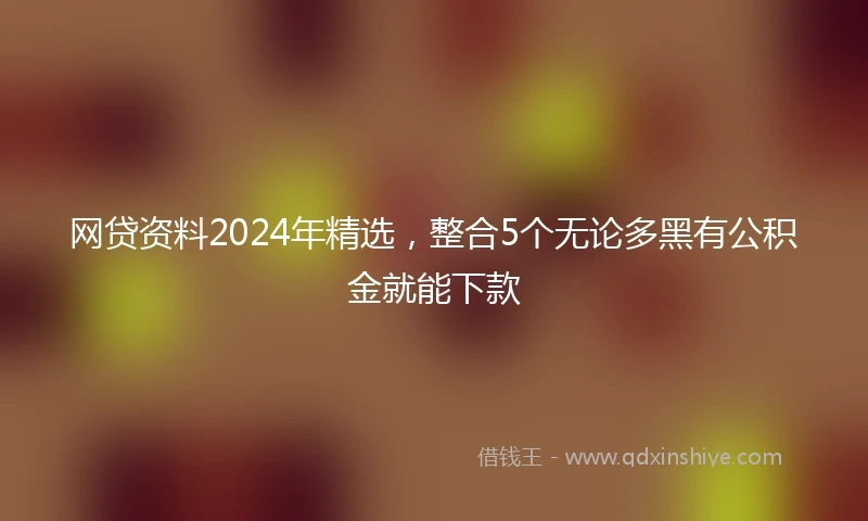 网贷资料2024年精选，整合5个无论多黑有公积金就能下款