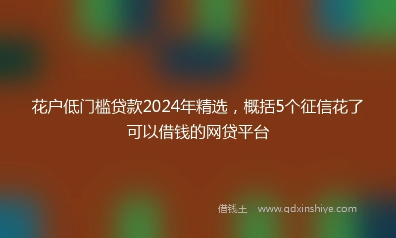 花户低门槛贷款2024年精选，概括5个征信花了可以借钱的网贷平台