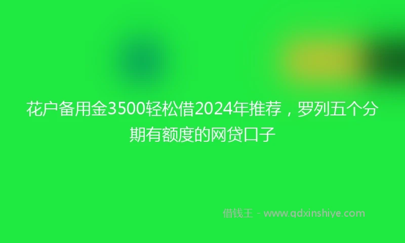 花户备用金3500轻松借2024年推荐，罗列五个分期有额度的网贷口子