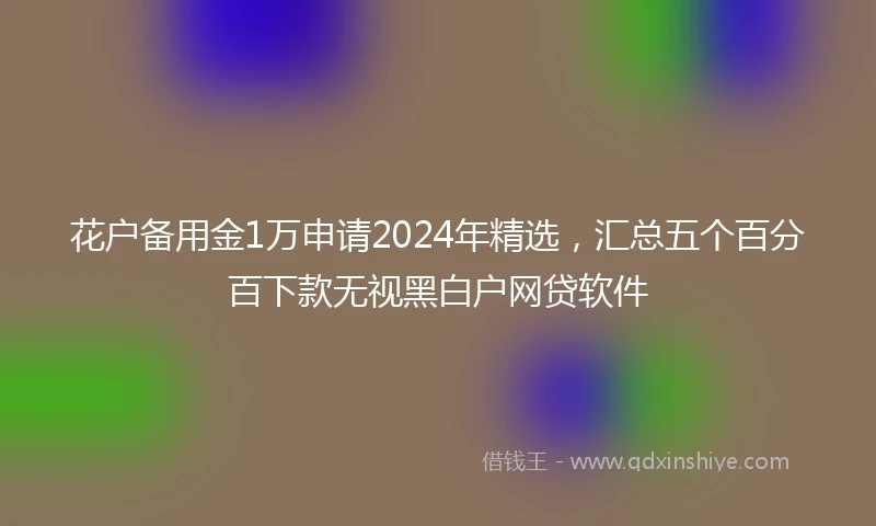 花户备用金1万申请2024年精选，汇总五个百分百下款无视黑白户网贷软件