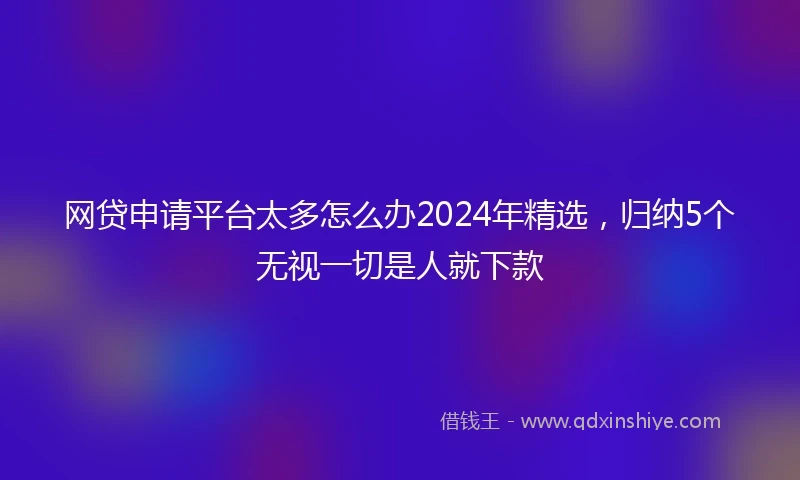 网贷申请平台太多怎么办2024年精选，归纳5个无视一切是人就下款