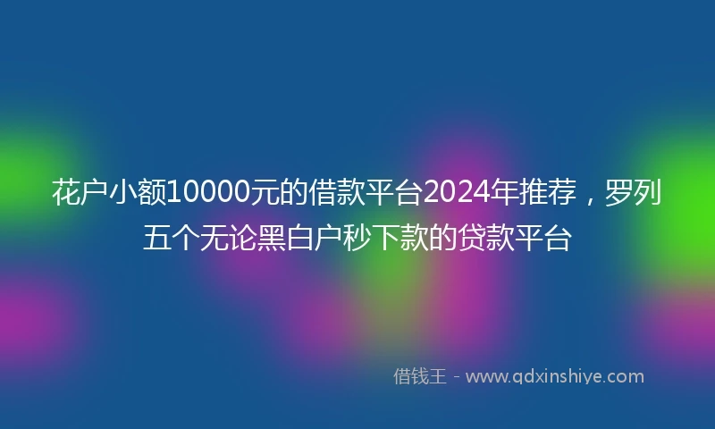 花户小额10000元的借款平台2024年推荐，罗列五个无论黑白户秒下款的贷款平台