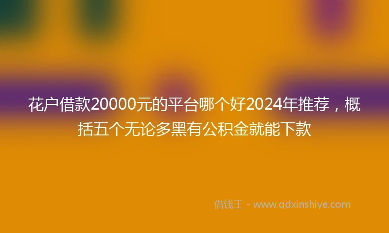 花户借款20000元的平台哪个好2024年推荐，概括五个无论多黑有公积金就能下款