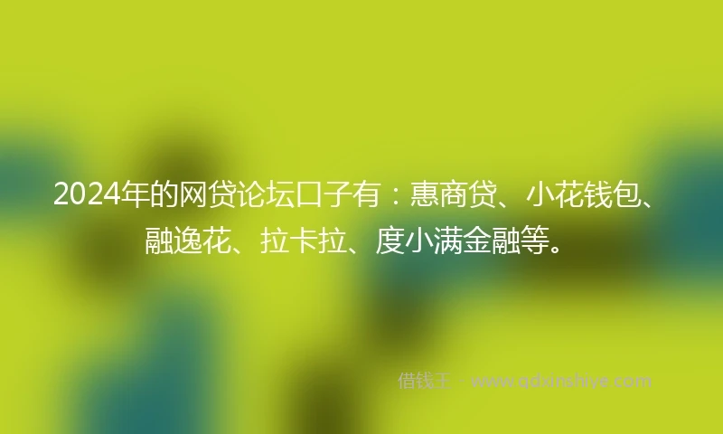 2024年的网贷论坛口子有：惠商贷、小花钱包、融逸花、拉卡拉、度小满金融等。
