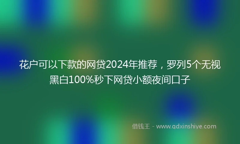 花户可以下款的网贷2024年推荐，罗列5个无视黑白100%秒下网贷小额夜间口子