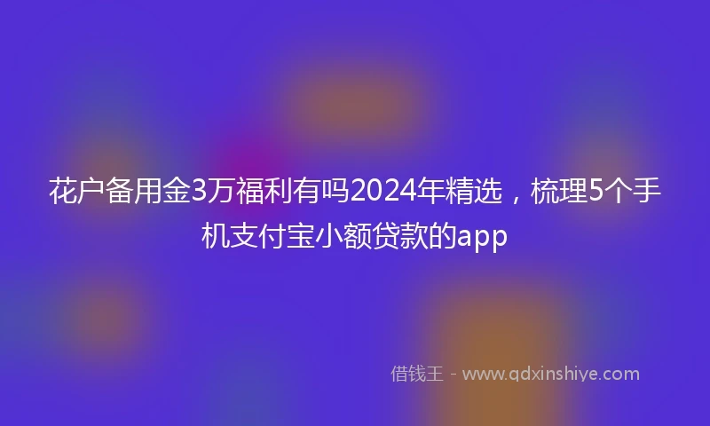 花户备用金3万福利有吗2024年精选，梳理5个手机支付宝小额贷款的app