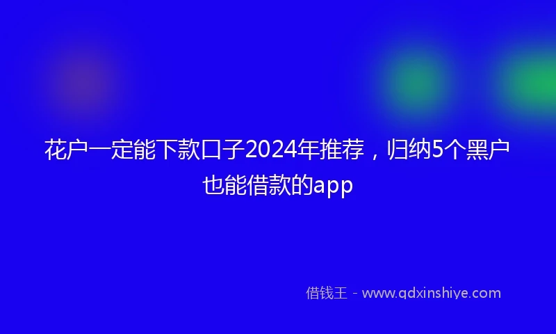 花户一定能下款口子2024年推荐，归纳5个黑户也能借款的app