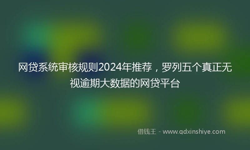 网贷系统审核规则2024年推荐，罗列五个真正无视逾期大数据的网贷平台