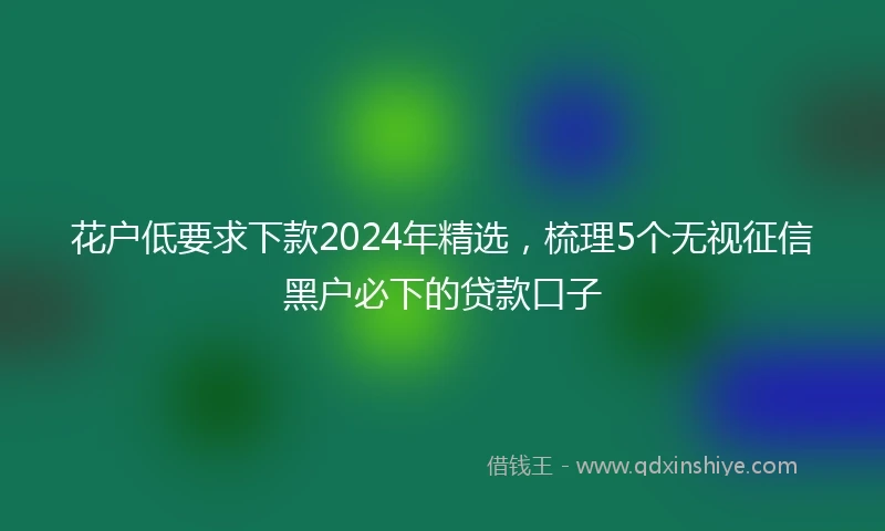 花户低要求下款2024年精选，梳理5个无视征信黑户必下的贷款口子