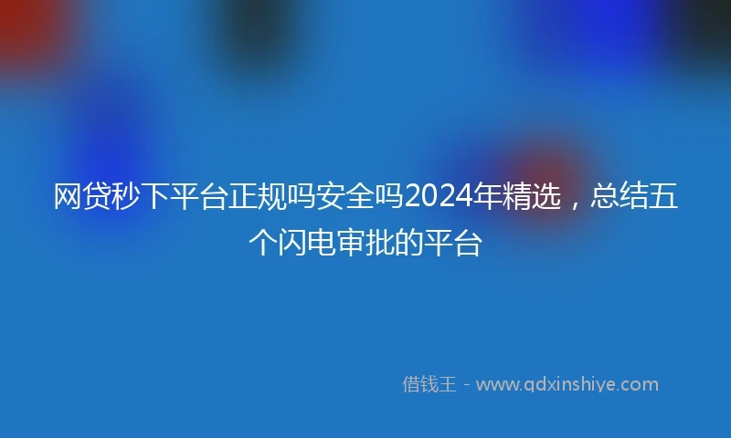 网贷秒下平台正规吗安全吗2024年精选，总结五个闪电审批的平台