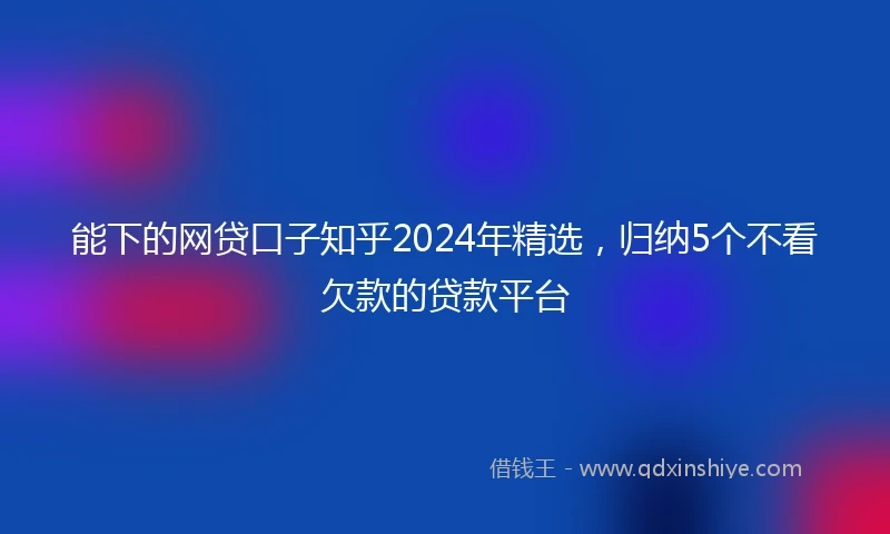 能下的网贷口子知乎2024年精选，归纳5个不看欠款的贷款平台