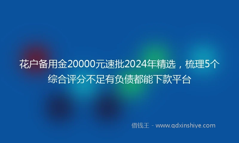 花户备用金20000元速批2024年精选，梳理5个综合评分不足有负债都能下款平台