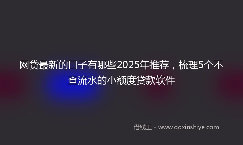 网贷最新的口子有哪些2025年推荐，梳理5个不查流水的小额度贷款软件