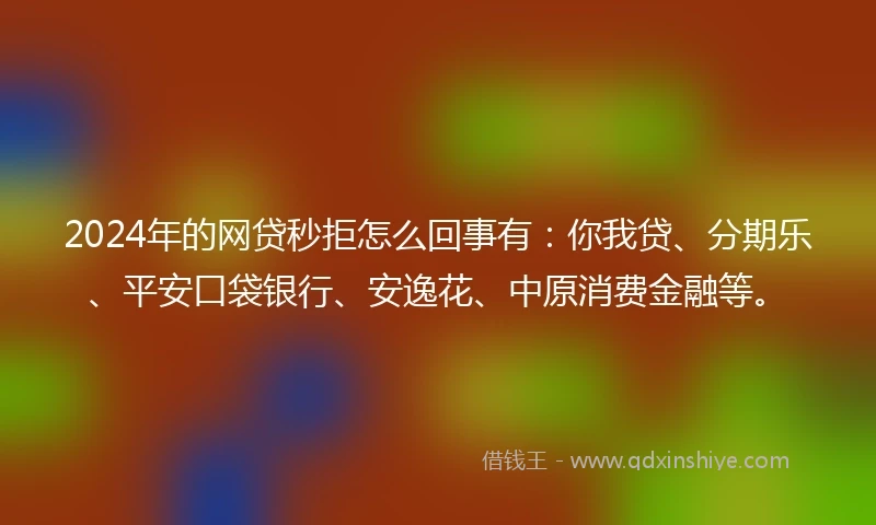 2024年的网贷秒拒怎么回事有：你我贷、分期乐、平安口袋银行、安逸花、中原消费金融等。