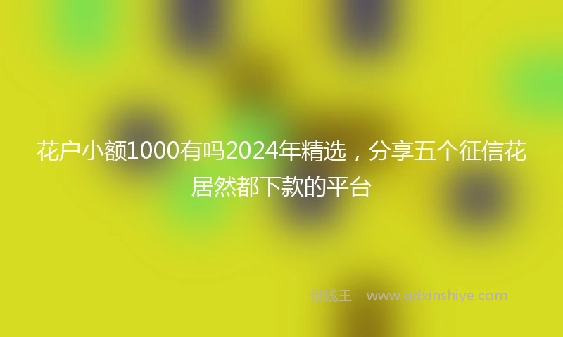 花户小额1000有吗2024年精选，分享五个征信花居然都下款的平台