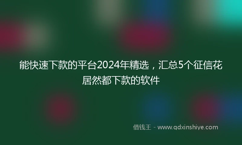 能快速下款的平台2024年精选，汇总5个征信花居然都下款的软件