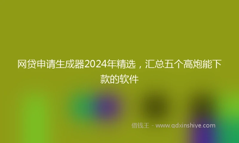 网贷申请生成器2024年精选，汇总五个高炮能下款的软件