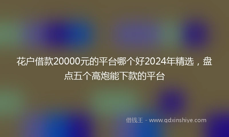 花户借款20000元的平台哪个好2024年精选，盘点五个高炮能下款的平台