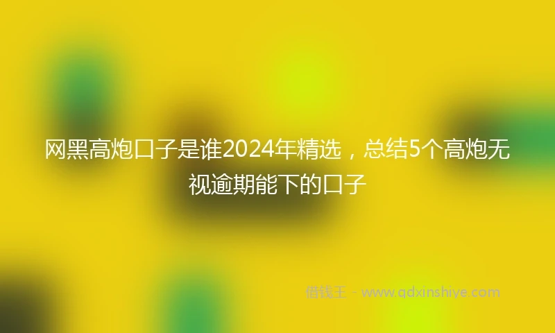 网黑高炮口子是谁2024年精选，总结5个高炮无视逾期能下的口子
