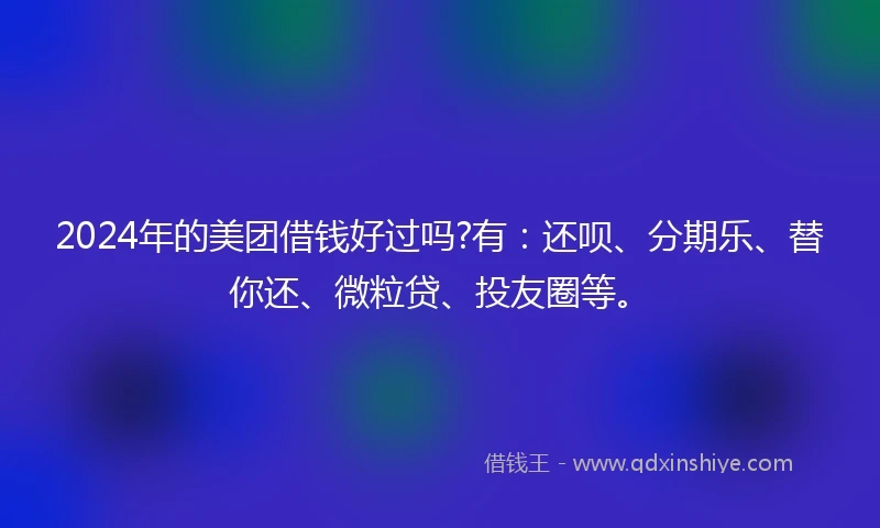 2024年的美团借钱好过吗?有：还呗、分期乐、替你还、微粒贷、投友圈等。