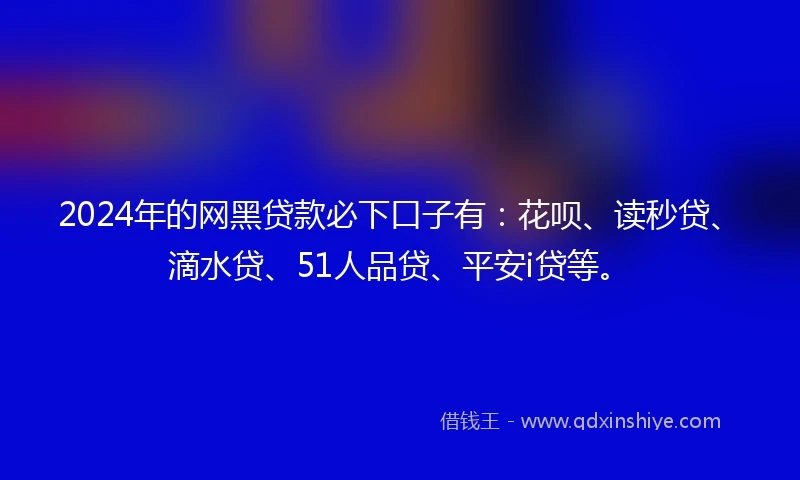 2024年的网黑贷款必下口子有：花呗、读秒贷、滴水贷、51人品贷、平安i贷等。