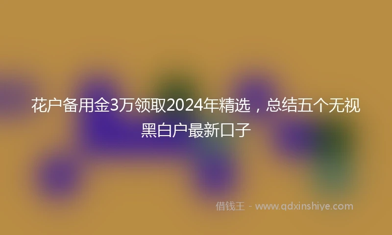花户备用金3万领取2024年精选，总结五个无视黑白户最新口子