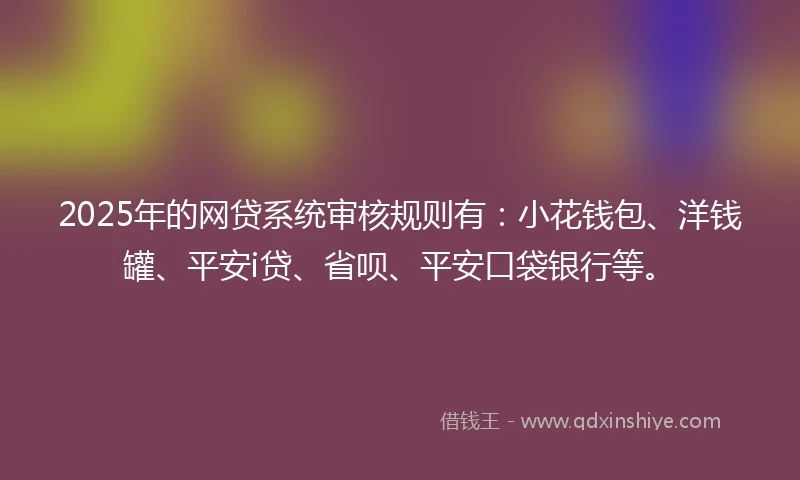2025年的网贷系统审核规则有：小花钱包、洋钱罐、平安i贷、省呗、平安口袋银行等。