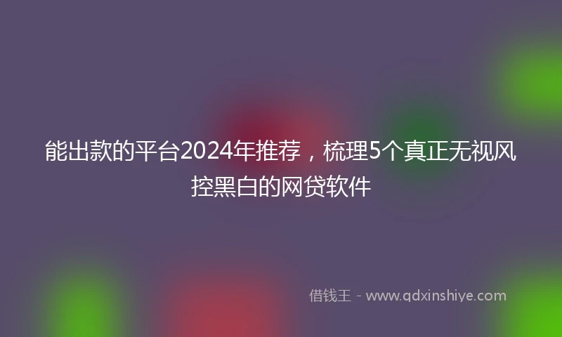 能出款的平台2024年推荐，梳理5个真正无视风控黑白的网贷软件