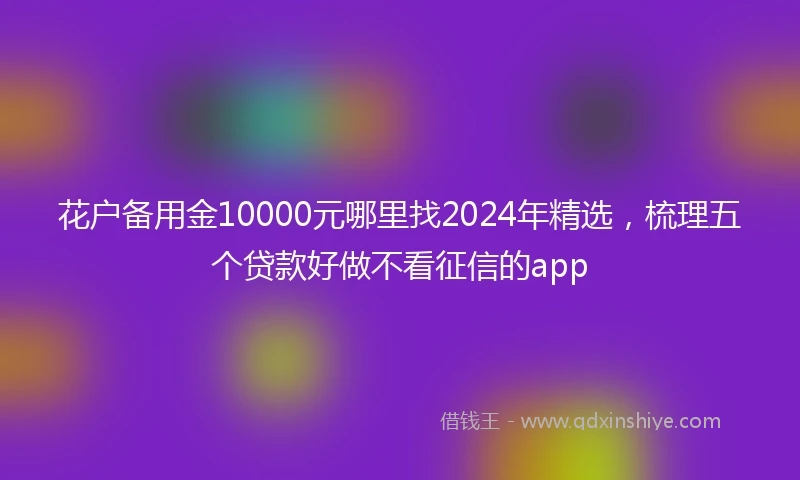 花户备用金10000元哪里找2024年精选，梳理五个贷款好做不看征信的app