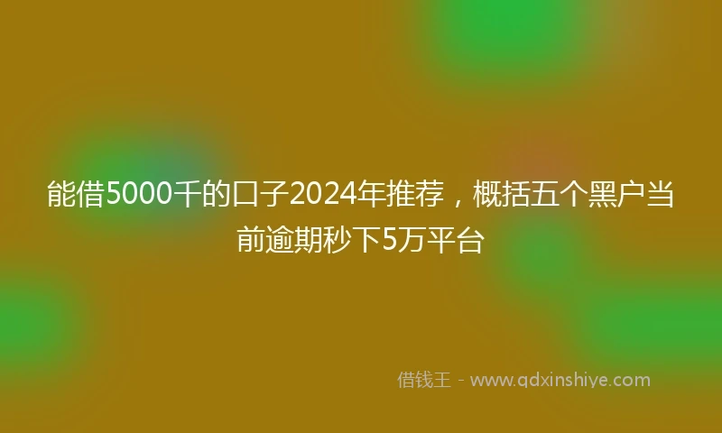 能借5000千的口子2024年推荐，概括五个黑户当前逾期秒下5万平台