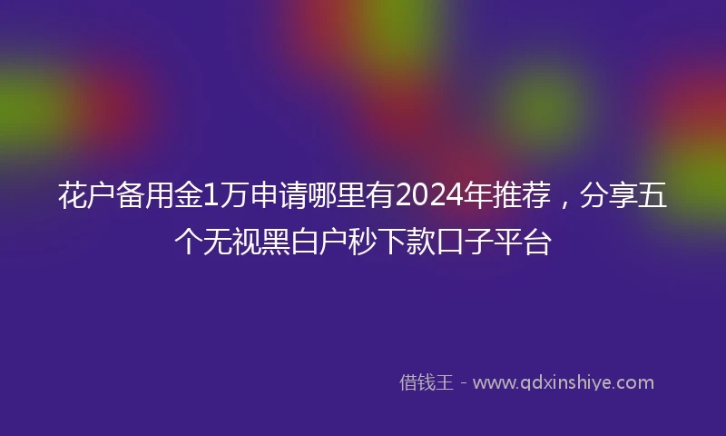 花户备用金1万申请哪里有2024年推荐，分享五个无视黑白户秒下款口子平台