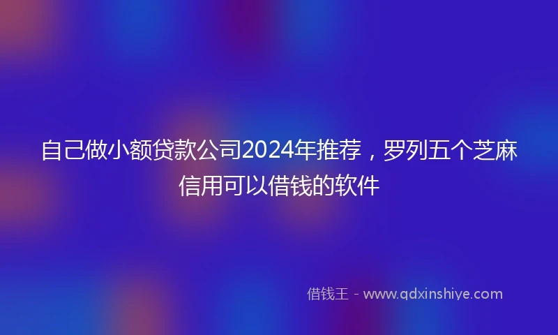 自己做小额贷款公司2024年推荐，罗列五个芝麻信用可以借钱的软件
